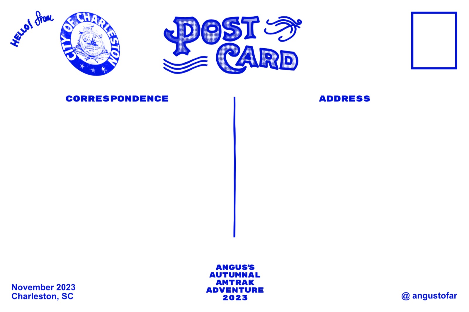 Charleston postcard back