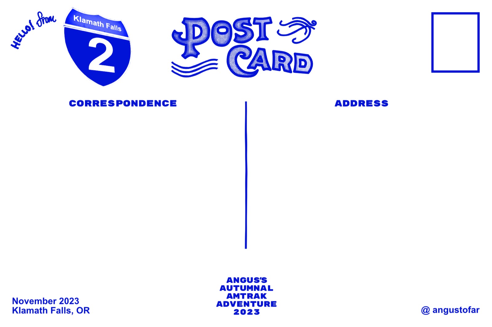 Klamath Falls postcard back