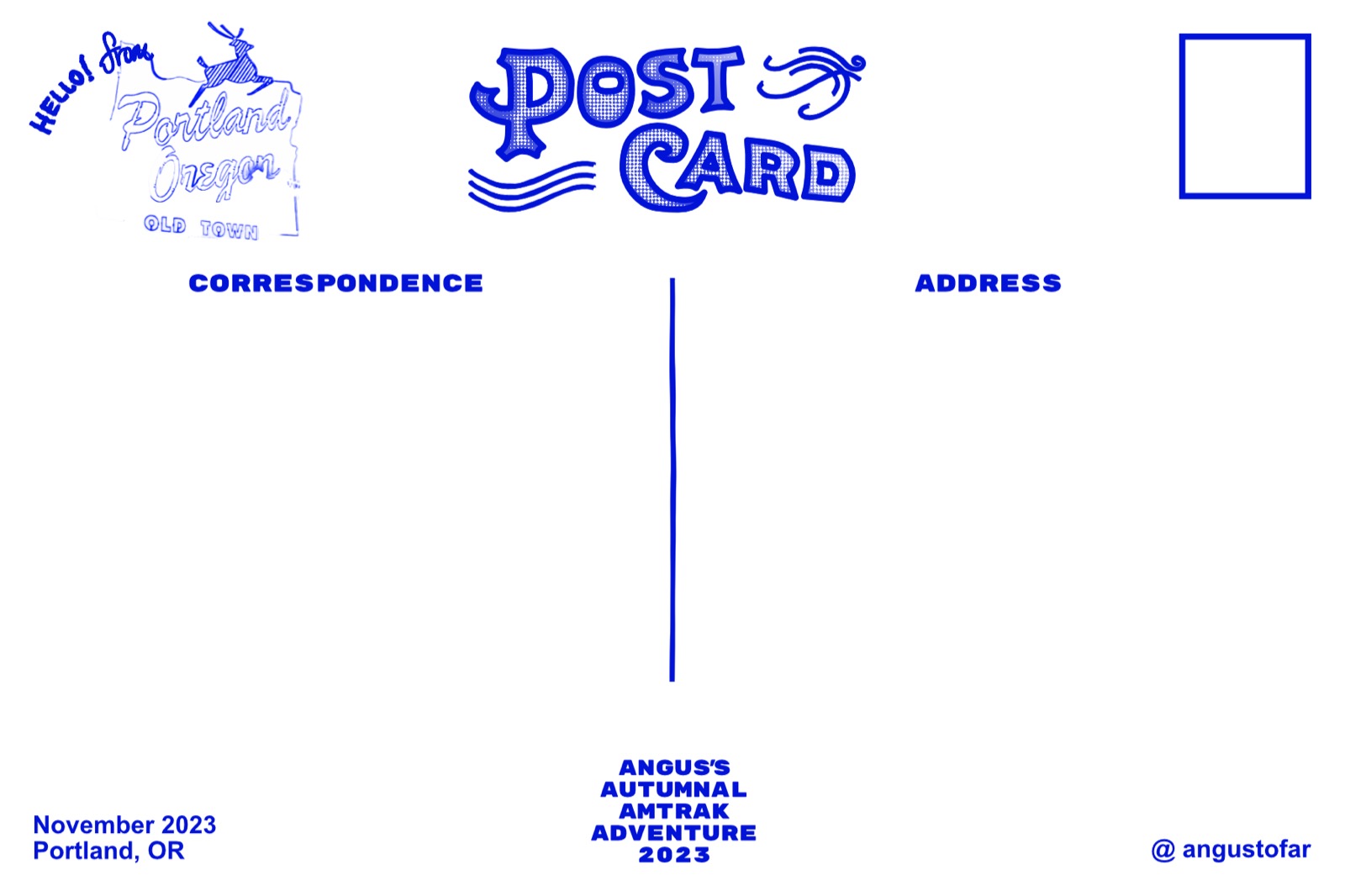 Portland, OR postcard back