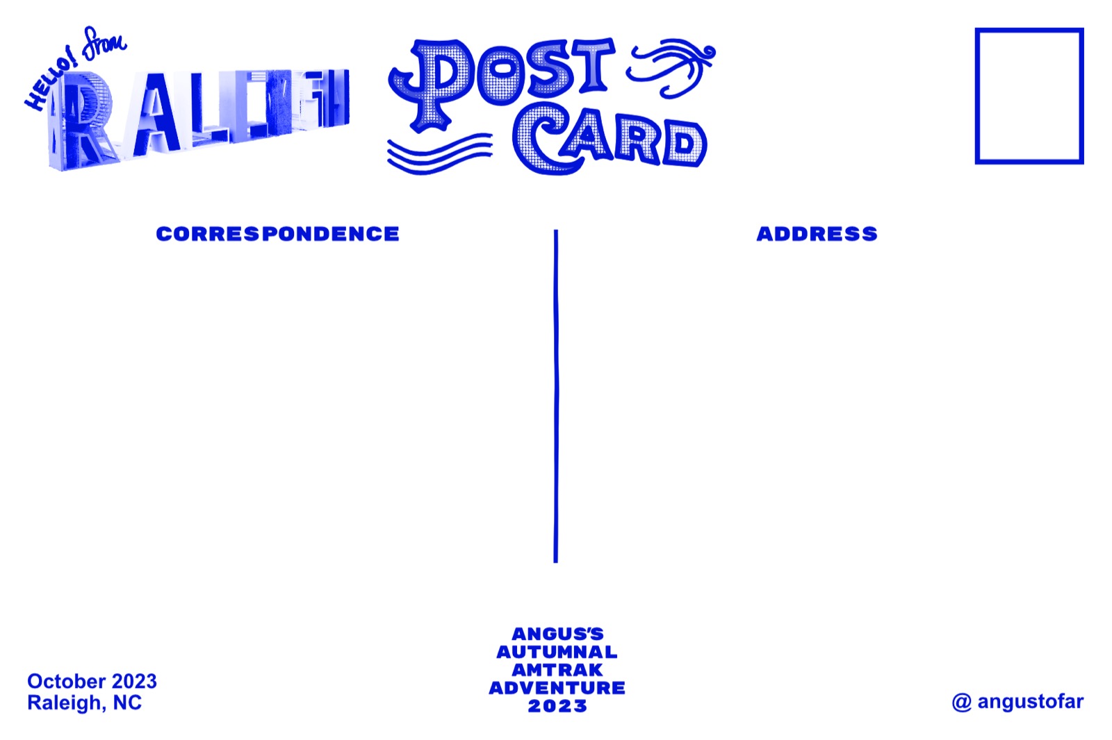 Raleigh postcard back