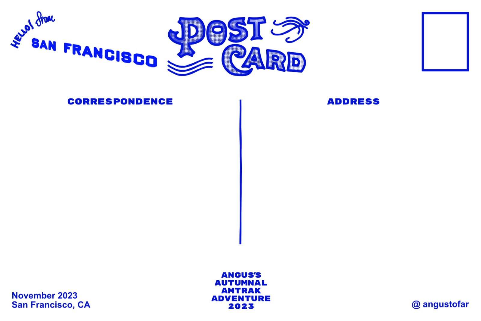 San Francisco postcard back