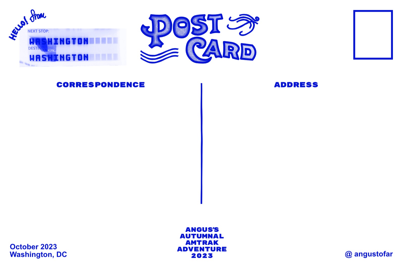 Washington postcard back